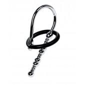 Серебристый уретральный плаг-бусины TOYFA Metal с мягким фиксириющим кольцом - ToyFa - купить с доставкой в Серпухове