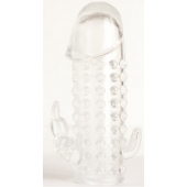 Гелевая прозрачная насадка с 2 отростками - 13 см. - Toyfa Basic - в Серпухове купить с доставкой