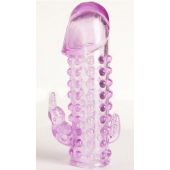 Закрытая фиолетовая насадка с 2 отростками - 13 см. - Toyfa Basic - в Серпухове купить с доставкой