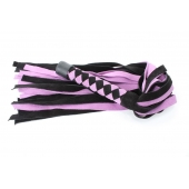 Черно-розовая плеть из замши - 58 см. - БДСМ Арсенал - купить с доставкой в Серпухове