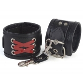 Кожаные наручники с декоративной лаковой шнуровкой - Sitabella - купить с доставкой в Серпухове