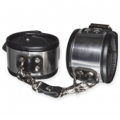 Эффектные серебристо-черные наручники с металлическим блеском - Sitabella - купить с доставкой в Серпухове