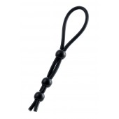 Черное лассо на пенис с тремя бусинами - A-toys - в Серпухове купить с доставкой