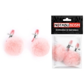 Зажимы для сосков с розовым пушком - Notabu - купить с доставкой в Серпухове