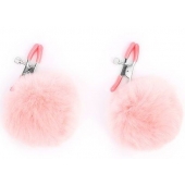 Зажимы для сосков с розовым пушком - Notabu - купить с доставкой в Серпухове