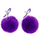 Зажимы для сосков с фиолетовым пушком - Notabu - купить с доставкой в Серпухове