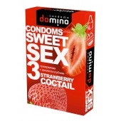 Презервативы для орального секса DOMINO Sweet Sex с ароматом клубничного коктейля  - 3 шт. - Domino - купить с доставкой в Серпухове