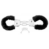 Меховые чёрные наручники Beginner s Furry Cuffs - Pipedream - купить с доставкой в Серпухове