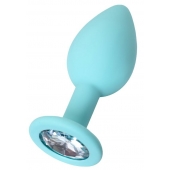 Мятная анальная пробка с прозрачным кристаллом Brilliant - 7 см. - ToyFa - купить с доставкой в Серпухове