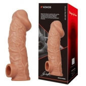 Телесная насадка на фаллос с отверстием для мошонки EXTREME SLEEVE - 17,6 см. - KOKOS - в Серпухове купить с доставкой
