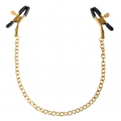 Чёрные с золотом зажимы на соски Gold Chain Nipple Clamps - Pipedream - купить с доставкой в Серпухове
