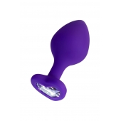 Фиолетовая анальная втулка Diamond Heart с прозрачным кристаллом - 8 см. - ToyFa - купить с доставкой в Серпухове