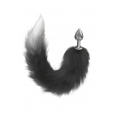 Серебристая анальная пробка с черным хвостом Galaxy - Lola Games - купить с доставкой в Серпухове