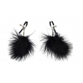 Зажимы на соски с черным пухом Euphoric - Lola Games - купить с доставкой в Серпухове