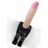 Черный узкий пояс на бедро с телесной насадкой - LOVETOY (А-Полимер) - купить с доставкой в Серпухове