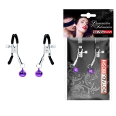 Оригинальные зажимы на соски с фиолетовыми шариками - Notabu - купить с доставкой в Серпухове