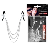 Оригинальные зажимы на соски с тройной цепочкой - Notabu - купить с доставкой в Серпухове