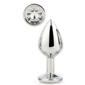 Серебристая анальная втулка с прозрачным кристаллом - 7,1 см. - Dream Toys - купить с доставкой в Серпухове