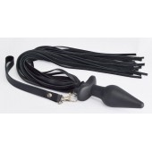 Черная анальная пробка с плетью - Sitabella - купить с доставкой в Серпухове