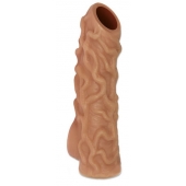 Телесная насадка с венками и открытой головкой Nude Sleeve L - 14 см. - KOKOS - в Серпухове купить с доставкой