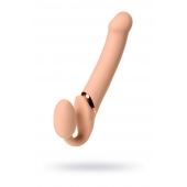 Телесный безремневой вибрострапон Vibrating Bendable Strap-On L - Strap-on-me - купить с доставкой в Серпухове