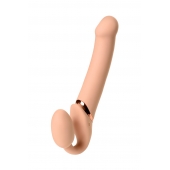 Телесный безремневой вибрострапон Vibrating Bendable Strap-On L - Strap-on-me - купить с доставкой в Серпухове