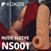 Телесная открытая насадка-реалистик с подхватом мошонки Nude Sleeve S - 10 см. - KOKOS - в Серпухове купить с доставкой