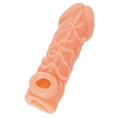 Телесная закрытая насадка с венками Cock Sleeve Size S - 13,8 см. - KOKOS - в Серпухове купить с доставкой