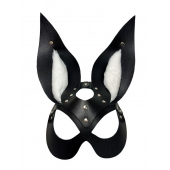 Черная маска зайки с белым мехом на ушках Miss Bunny - БДСМ Арсенал - купить с доставкой в Серпухове