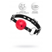 Красный кляп-шар на черных ремешках - ToyFa - купить с доставкой в Серпухове