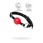 Красный кляп-шар на черных ремешках Anonymo - ToyFa - купить с доставкой в Серпухове