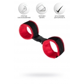 Красно-черные велюровые наручники Anonymo - ToyFa - купить с доставкой в Серпухове