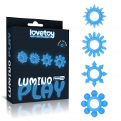 Набор из 4 голубых, светящихся в темноте эрекционных колец Lumino Play - Lovetoy - в Серпухове купить с доставкой
