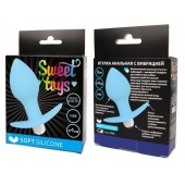 Голубая анальная пробка с вибрацией - 8 см. - Bior toys