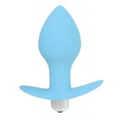 Голубая анальная пробка с вибрацией - 8 см. - Bior toys