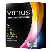 Цветные ароматизированные презервативы VITALIS PREMIUM color   flavor - 3 шт. - Vitalis - купить с доставкой в Серпухове