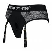 Черные трусики для насадок Diva Lingerie Harness - size S - Strap-on-me - купить с доставкой в Серпухове