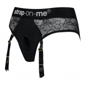 Черные трусики для насадок Diva Lingerie Harness - size L - Strap-on-me - купить с доставкой в Серпухове