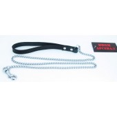 Металлический поводок с кожаной петлёй - БДСМ Арсенал - купить с доставкой в Серпухове