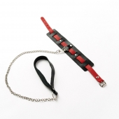 Черный ошейник с красным ремешком и поводком - Crazy Handmade - купить с доставкой в Серпухове