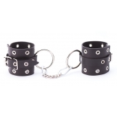 Черные кожаные наручники с люверсами - Crazy Handmade - купить с доставкой в Серпухове