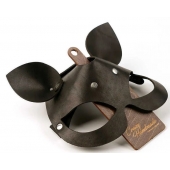 Черная кожаная маска  Кошка  с маленькими ушками - Crazy Handmade - купить с доставкой в Серпухове