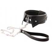Черный ошейник-воротничок с металлическим поводком - Crazy Handmade - купить с доставкой в Серпухове