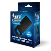 Черная открытая насадка на пенис с кольцом для мошонки XXXL-size - 9,9 см. - Sex Expert - в Серпухове купить с доставкой