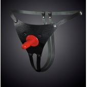 Чёрные кожаные универсальные трусики со штырьком для насадок - Sitabella - купить с доставкой в Серпухове