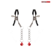 Серебристые зажимы на соски с шариками на цепочках - Notabu - купить с доставкой в Серпухове