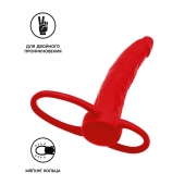 Красная насадка на пенис для двойного проникновения Black Red - 16,5 см. - ToyFa - купить с доставкой в Серпухове