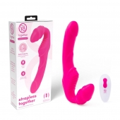 Розовый безремневой страпон на радиоуправлении Strapless Together - 22 см. - Together Toy - купить с доставкой в Серпухове