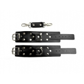 Черные кожаные наручники Sex Game - БДСМ Арсенал - купить с доставкой в Серпухове