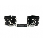 Черные кожаные наручники Sex Game - БДСМ Арсенал - купить с доставкой в Серпухове